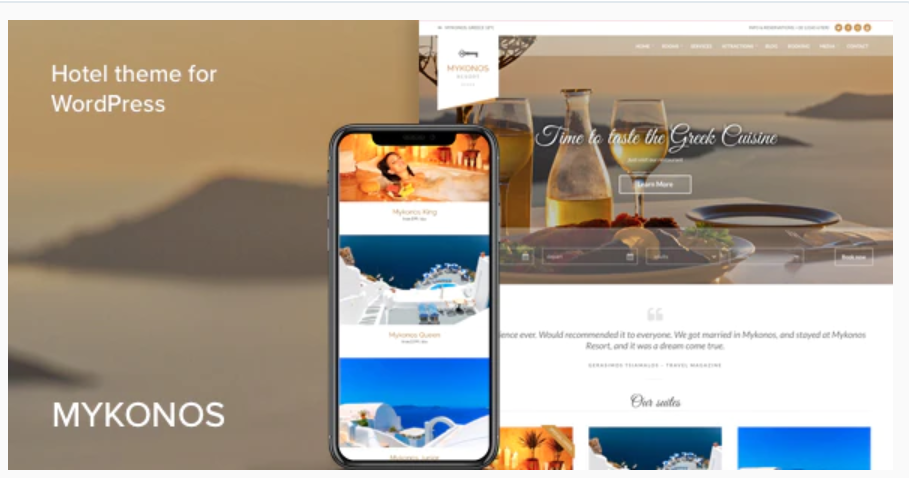 Mykonos Resort - Hotel Website Design Theme