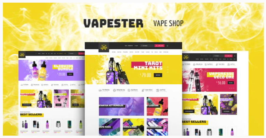Vapester | Creative Cigarette Store & Vape Shop eCommerce Website Design Theme