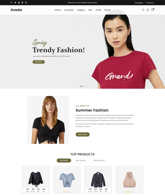 Aveda fashion and accessories eCommerce Website Design Template