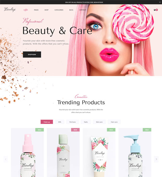 Beshop Beauty eCommerce Beauty Salon Website Design Templat