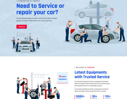 Carserv- Car Repair and Auto Service Website Design Template