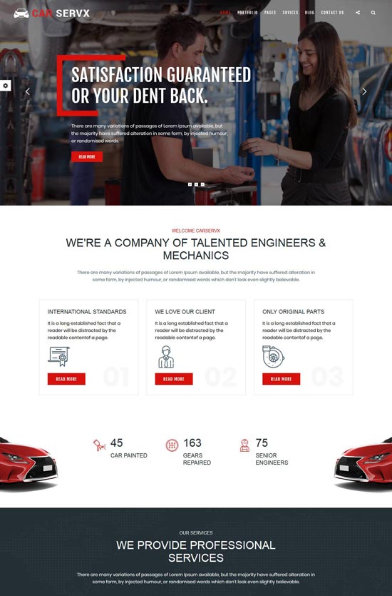 Carservx- Car Repair and Auto Service Website Design Template