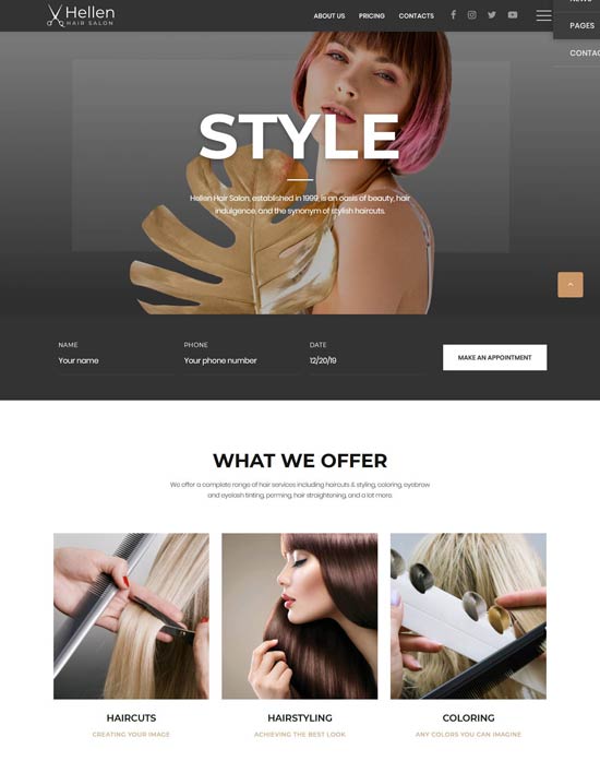 Hellen Hair Salon Website Design Template