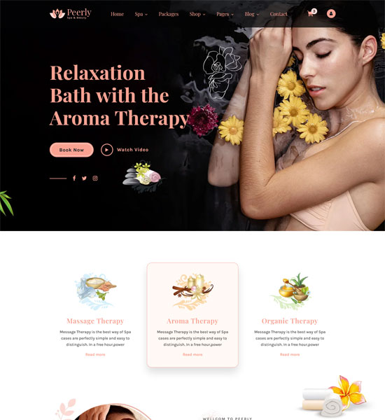 Peerly Spa Beauty Salon Website Design Template