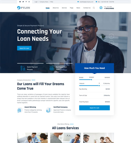 Pylon Financial, Business Accounting Website Design Template