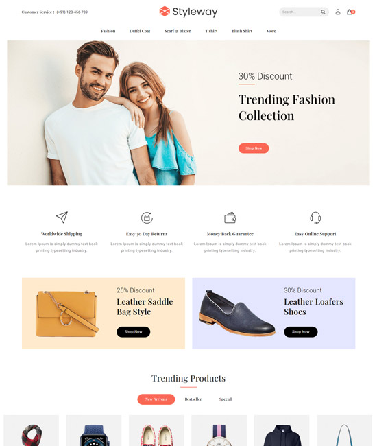 Styleway fashion and accessories eCommerce Website Design Template