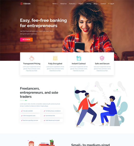 Vibion- Financial, Business Accounting Website Design Template
