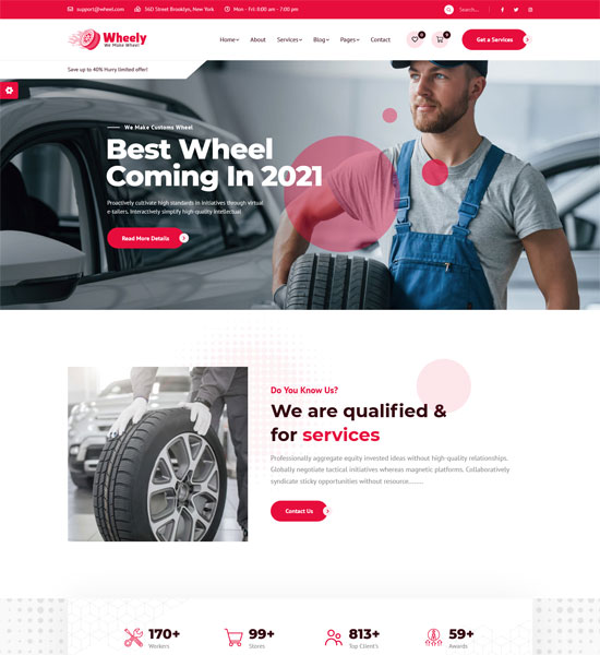 Wheely- Car Repair and Auto Service Website Design Template