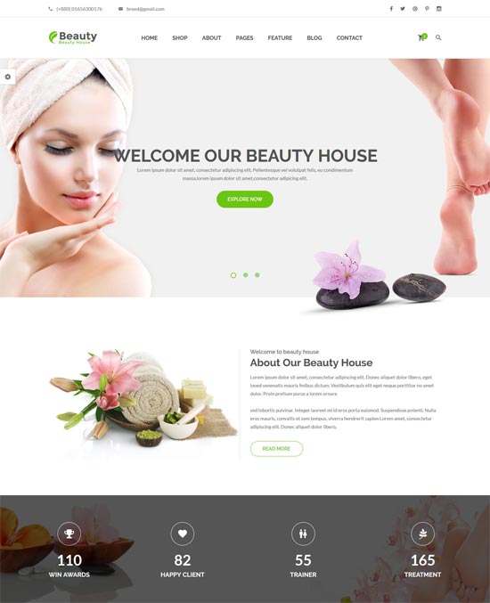 Beautyhouse Beauty Salon Website Design Template