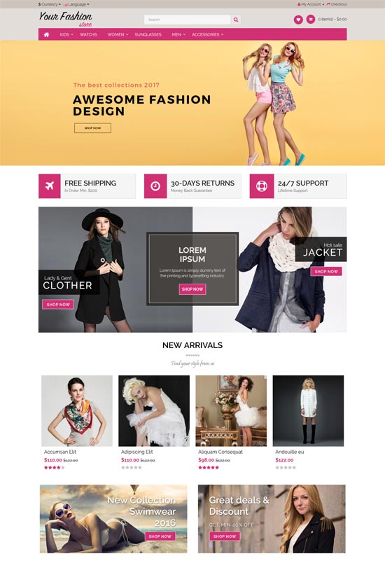 Fashion and accessories store eCommerce Website Design Template