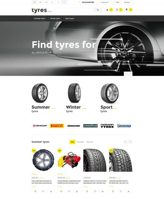 Tyres Store eCommerce Website Design Template