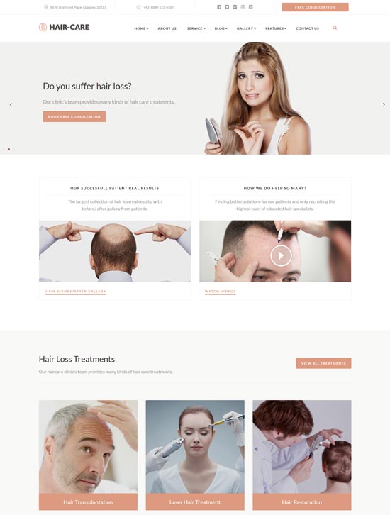 Hair Care Website Design Tempalte