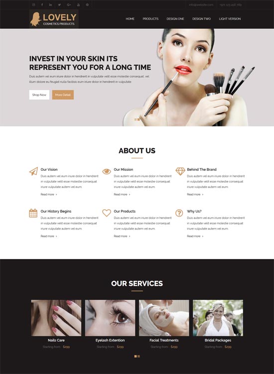 Lovely Cosmetics Beauty Salon Website Design Template