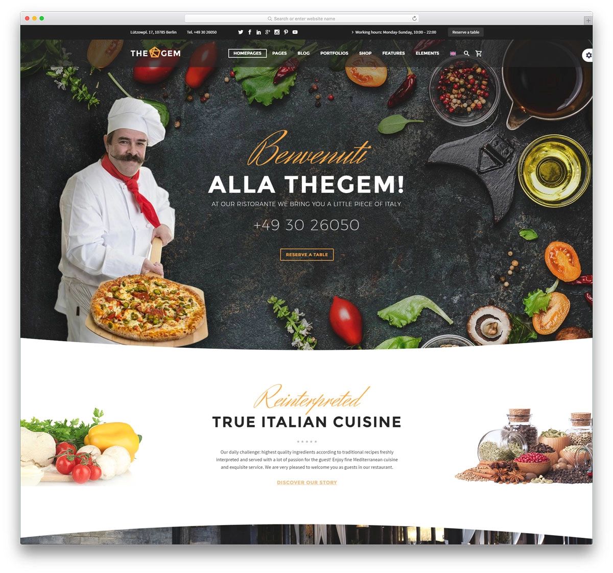 TheGem’s Restaurant Website Design Template